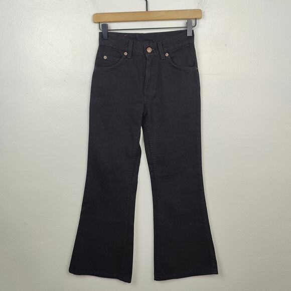 Vintage 90s Levis Flare Jeans Girls 10‎ Black Wash Bell Bottoms 31319 - Picture 1 of 10